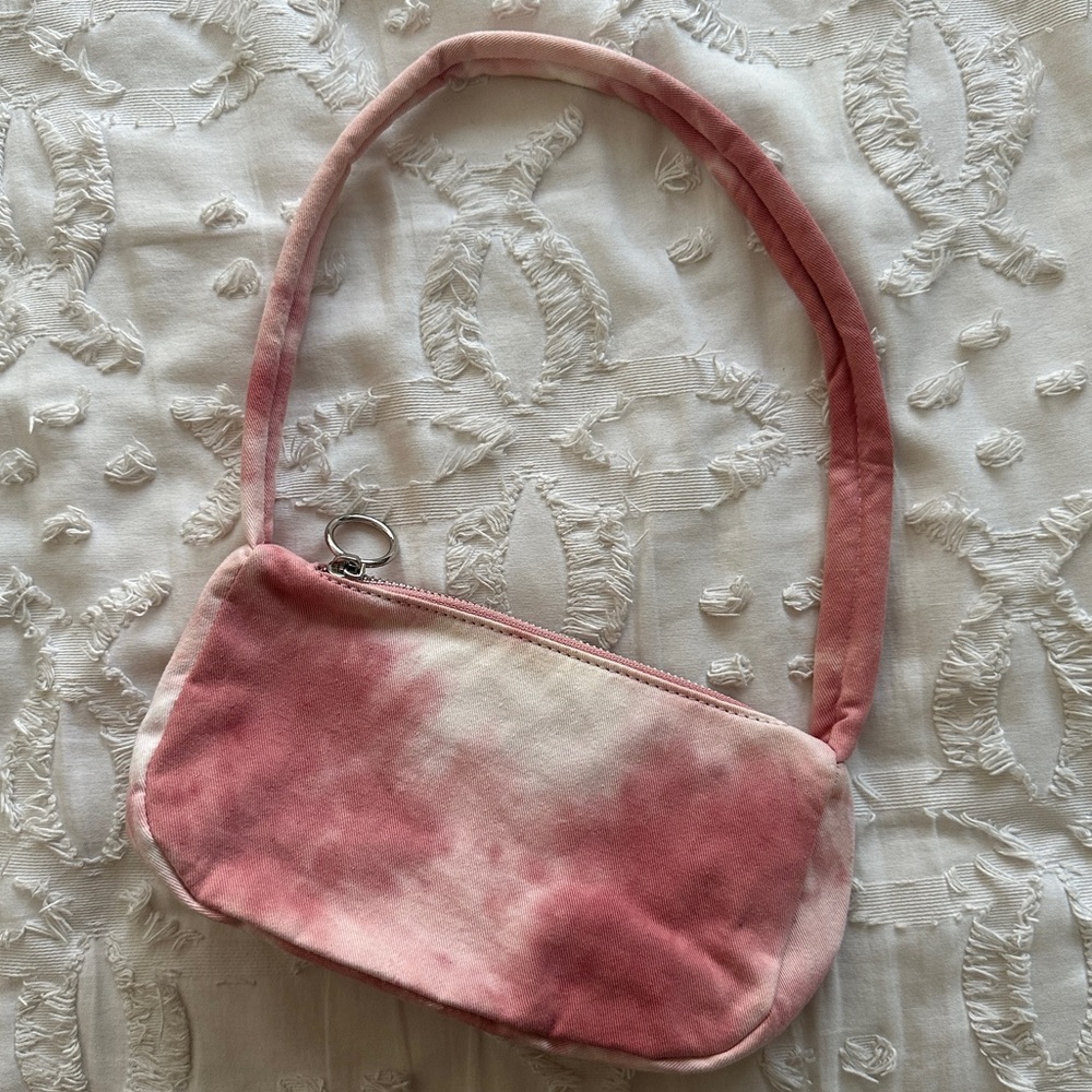 Pink tie dye canvas shoulder bag